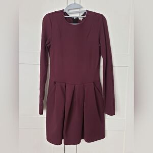 Aritzia Wilfred Deep Burgundy Long Sleeve Tartine Dress